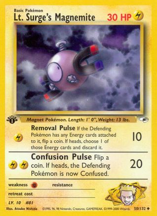 Lt. Surge's Magnemite (50) 50/132 - Gym Heroes 1st Edition - Poke-Collect