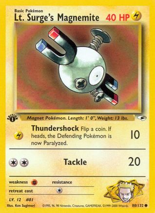 Lt. Surge's Magnemite (80) 80/132 - Gym Heroes Unlimited - Poke-Collect