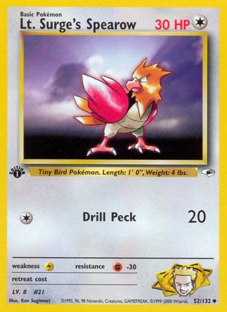 Lt. Surge's Spearow (52) 52/132 - Gym Heroes 1st Edition - Poke-Collect