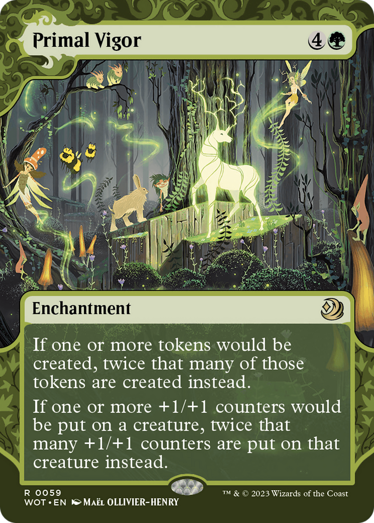 Primal Vigor (WOT-059) - Wilds of Eldraine: Enchanting Tales: (Showcase) (Borderless) - Poke-Collect