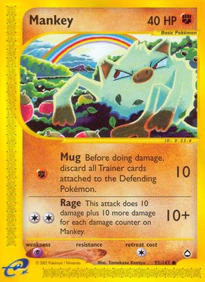 Mankey 92/147 - Aquapolis Reverse Holofoil - Poke-Collect
