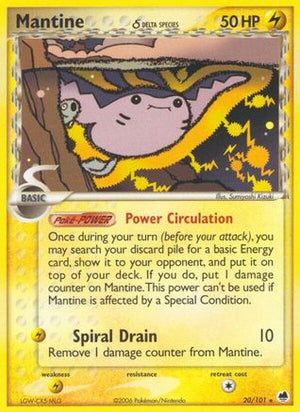 Mantine (Delta Species) 20/101 - Dragon Frontiers Reverse Holofoil - Poke-Collect