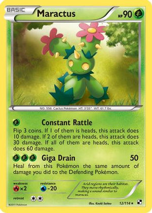 Maractus (12) 12/114 - Black and White Reverse Holofoil - Poke-Collect