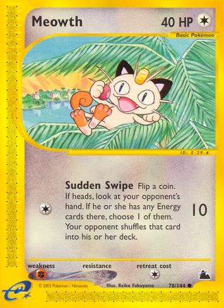 Meowth 78/144 - Skyridge Reverse Holofoil - Poke-Collect