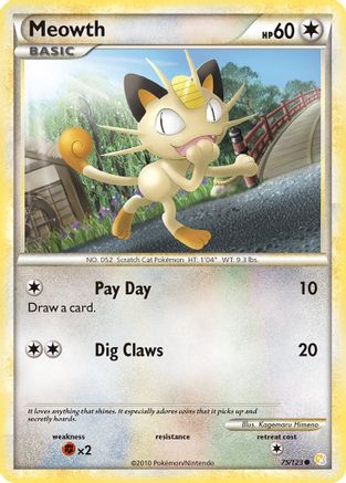 Meowth 75/123 - HeartGold SoulSilver Reverse Holofoil - Poke-Collect