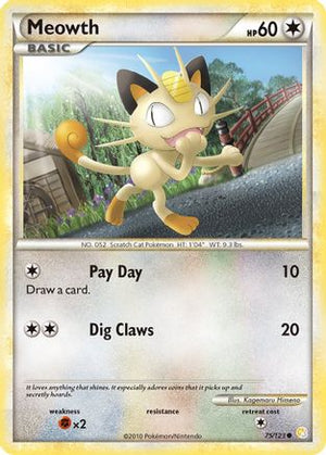 Meowth 75/123 - HeartGold SoulSilver Reverse Holofoil - Poke-Collect
