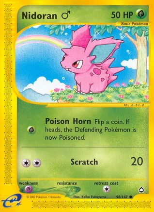 Nidoran M 96/147 - Aquapolis Reverse Holofoil - Poke-Collect