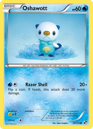 Oshawott (28) 28/114 - Black and White Reverse Holofoil - Poke-Collect