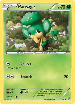 Pansage 1/98 - Emerging Powers Reverse Holofoil - Poke-Collect