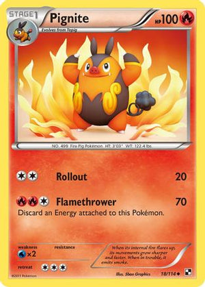 Pignite (18) 18/114 - Black and White Reverse Holofoil - Poke-Collect