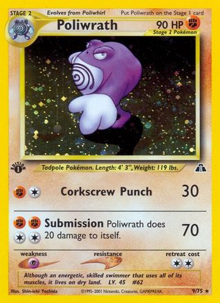 Poliwrath (9) 9/75 - Neo Discovery Unlimited Holofoil - Poke-Collect