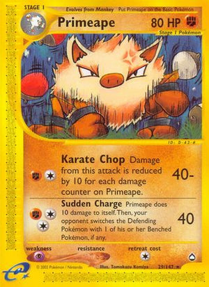 Primeape 29/147 - Aquapolis Reverse Holofoil