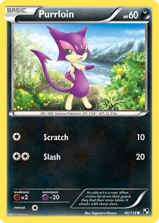 Purrloin 66/114 - Black and White Reverse Holofoil - Poke-Collect
