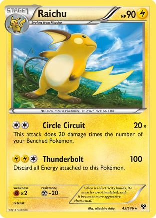 Raichu 43/146 - XY Base Set Reverse Holofoil - Poke-Collect