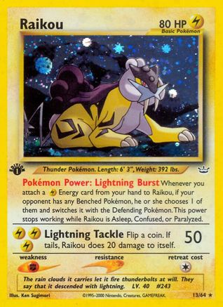 Raikou (13) 13/64 - Neo Revelation 1st Edition Holofoil - Poke-Collect