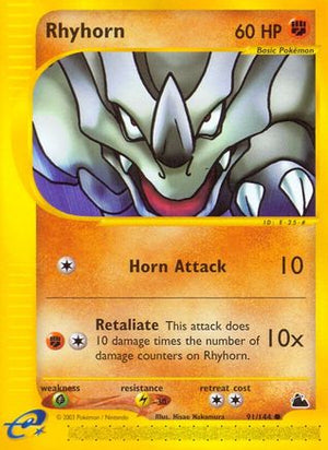Rhyhorn 91/144 - Skyridge Reverse Holofoil - Poke-Collect