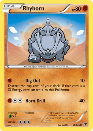 Rhyhorn 60/146 - XY Base Set Reverse Holofoil - Poke-Collect