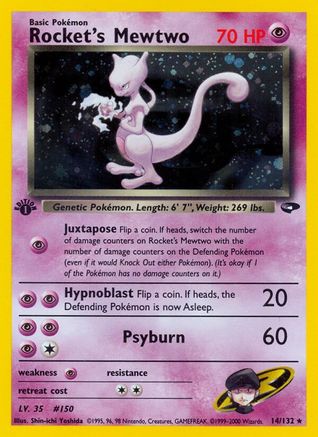 Rocket's Mewtwo 14/132 - Gym Challenge 1st Edition Holofoil - Poke-Collect