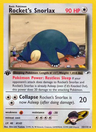 Rocket's Snorlax 33/132 - Gym Heroes 1st Edition - Poke-Collect