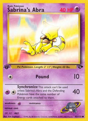 Sabrina's Abra (93) 93/132 - Gym Challenge 1st Edition - Poke-Collect
