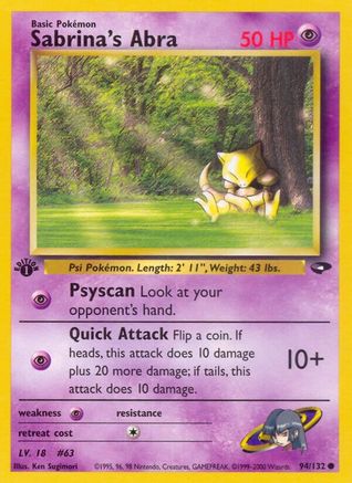 Sabrina's Abra (94) 94/132 - Gym Challenge 1st Edition - Poke-Collect