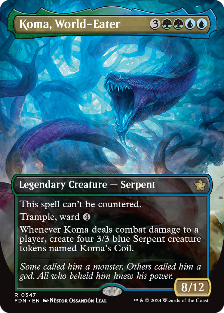 Koma, World-Eater (FDN-347) - Foundations (Borderless) Foil - Poke-Collect