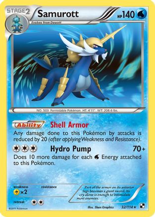 Samurott (32) 32/114 - Black and White Reverse Holofoil - Poke-Collect