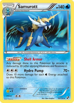 Samurott (32) 32/114 - Black and White Reverse Holofoil - Poke-Collect