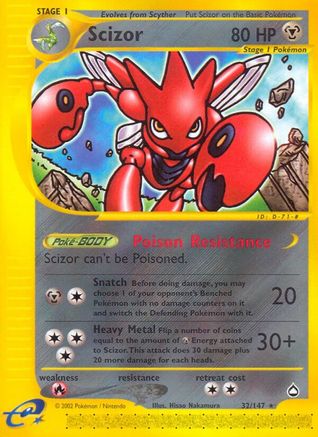 Scizor 32/147 - Aquapolis Reverse Holofoil - Poke-Collect