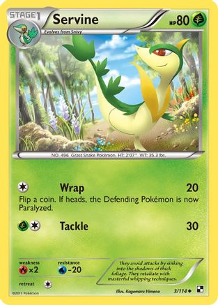 Servine (3) 3/114 - Black and White Reverse Holofoil - Poke-Collect