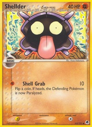 Shellder (Delta Species) 63/101 - Dragon Frontiers Reverse Holofoil - Poke-Collect