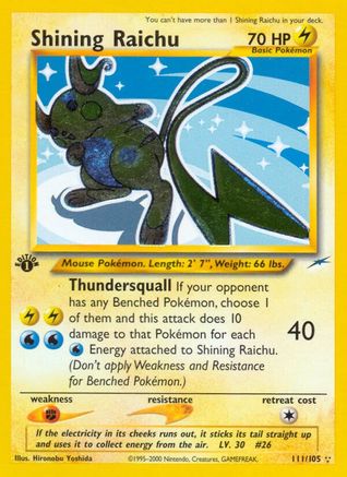 Shining Raichu 111/105 - Neo Destiny Unlimited Holofoil - Poke-Collect