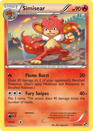 Simisear 22/114 - Black and White Reverse Holofoil - Poke-Collect