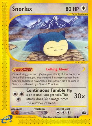 Snorlax 100/144 - Skyridge Reverse Holofoil - Poke-Collect