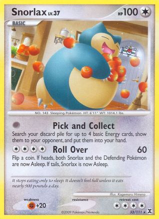 Snorlax 33/111 - Rising Rivals Reverse Holofoil - Poke-Collect
