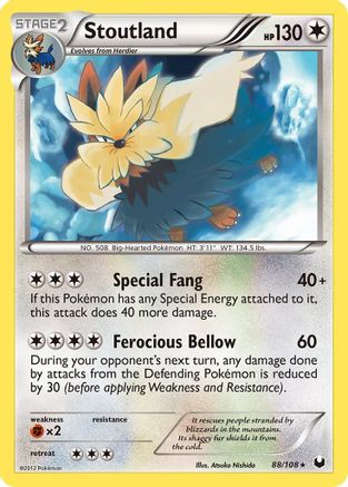 Stoutland 88/108 - Dark Explorers Reverse Holofoil - Poke-Collect