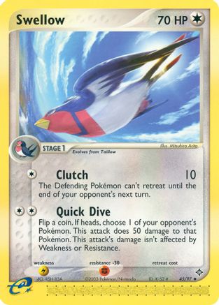 Swellow 45/97 - Dragon Reverse Holofoil - Poke-Collect