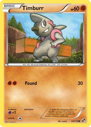 Timburr 58/114 - Black & White - Poke-Collect