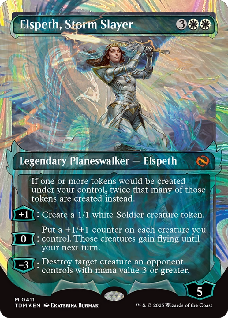 Elspeth, Storm Slayer (TDM-411) - Tarkir: Dragonstorm: (Showcase) (Borderless) Foil - Poke-Collect