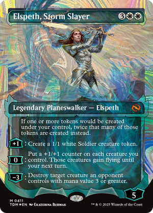 Elspeth, Storm Slayer (TDM-411) - Tarkir: Dragonstorm: (Showcase) (Borderless) Foil - Poke-Collect