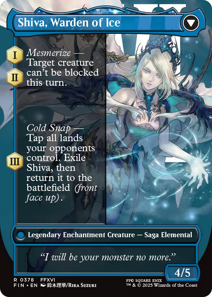 Jill, Shiva's Dominant // Shiva, Warden of Ice (FIN-378) - FINAL FANTASY: (enchantment) (Borderless) - Poke-Collect