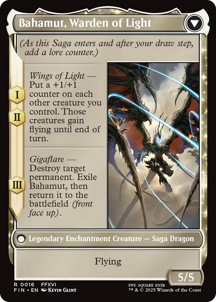 Dion, Bahamut's Dominant // Bahamut, Warden of Light (FIN-016) - FINAL FANTASY: (enchantment) Foil - Poke-Collect