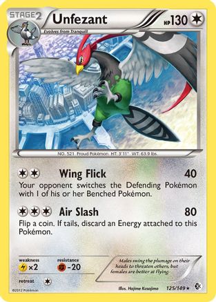 Unfezant 125/149 - Boundaries Crossed Reverse Holofoil - Poke-Collect
