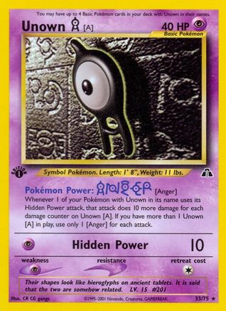 Unown [A] 33/75 - Neo Discovery Unlimited - Poke-Collect