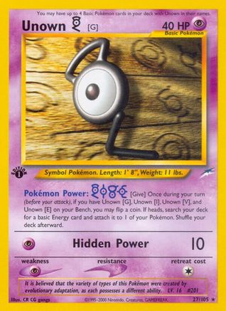 Unown [G] 27/105 - Neo Destiny Unlimited - Poke-Collect
