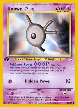 Unown [K] 58/64 - Neo Revelation 1st Edition - Poke-Collect