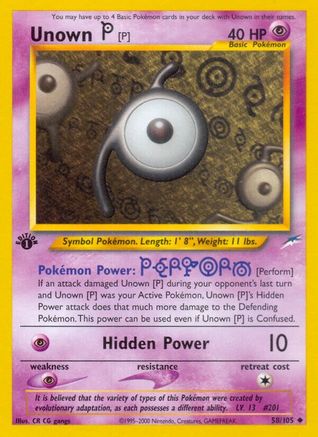 Unown [P] 58/105 - Neo Destiny 1st Edition - Poke-Collect