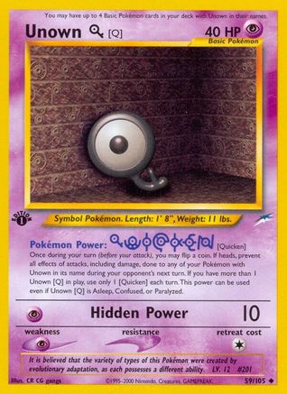 Unown [Q] 59/105 - Neo Destiny Unlimited - Poke-Collect