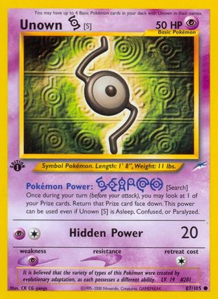 Unown [S] 87/105 - Neo Destiny Unlimited - Poke-Collect