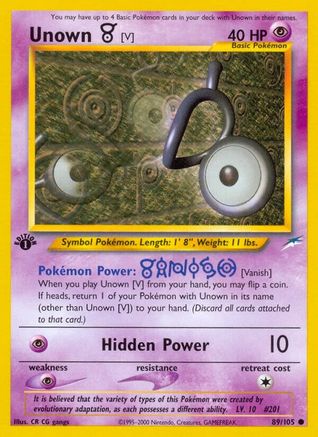 Unown [V] 89/105 - Neo Destiny Unlimited - Poke-Collect